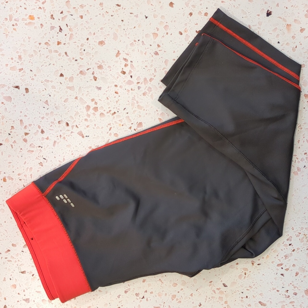 bcg | Capri Workout Leggings Grey Orange Wide Elastic Waistband  Stitching | M
